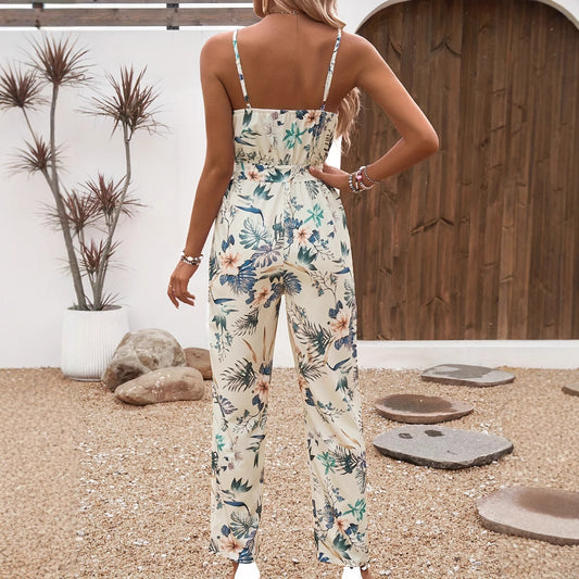 Fashionable Printed Casual Comfortable Chic Wide-leg Trousers With Drawstrings