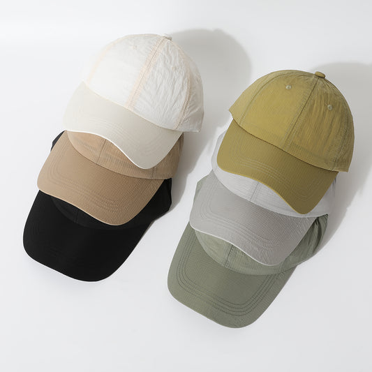 Solid-color Light Board Grid Quick-dry Lightweight Wide-brimmed Sun Protection Stylish Versatile Baseball Cap For Daily Casual Wear, Outdoor Activities, Sports, Running