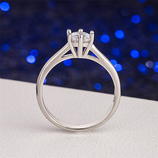 Classic Six-Prong Zircon Adjustable Ring