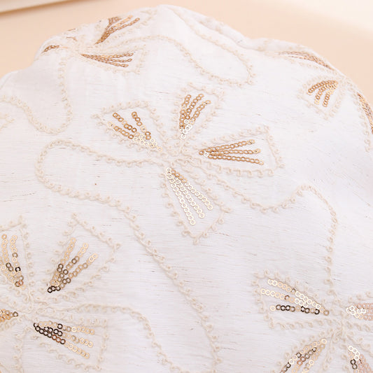 Spring And Summer Women's Bow-shaped Sequin Adjustable Elegant And Bohemian Trend Beanie Hat, Suitable For Daily Shopping, Gatherings And Outdoor Travel.
