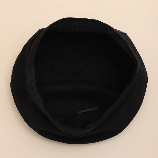 Black Leather Button Design Casual Look Bare Face Instagram Japanese Style Versatile Baseball Cap For Daily Leisure, Shopping, Traveling And Dating.