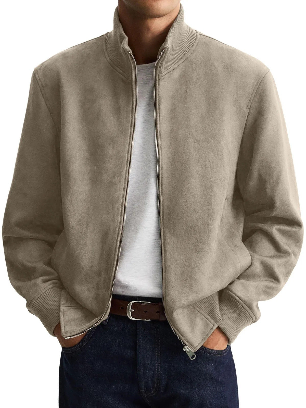 Sleek Solid-color High-end Edgy-cool Casual Long-sleeve Trendy Jacket