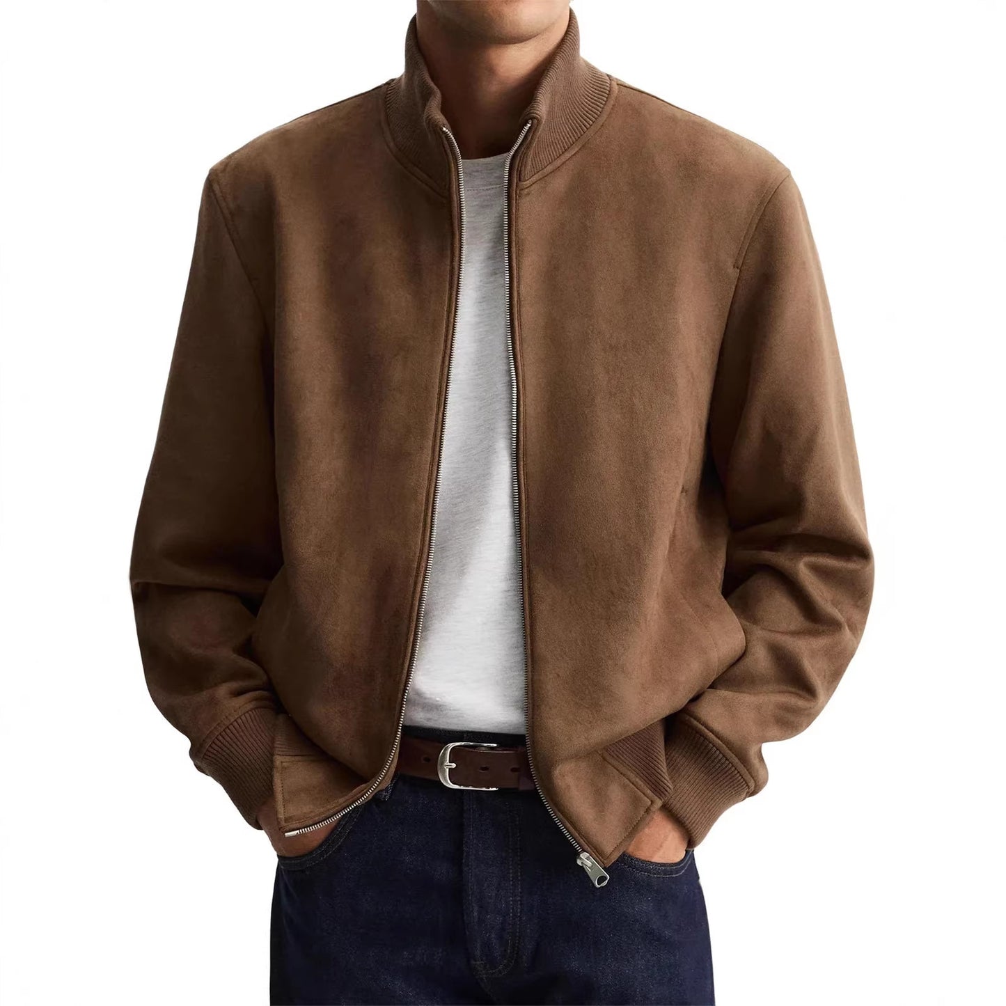 Sleek Solid-color High-end Edgy-cool Casual Long-sleeve Trendy Jacket