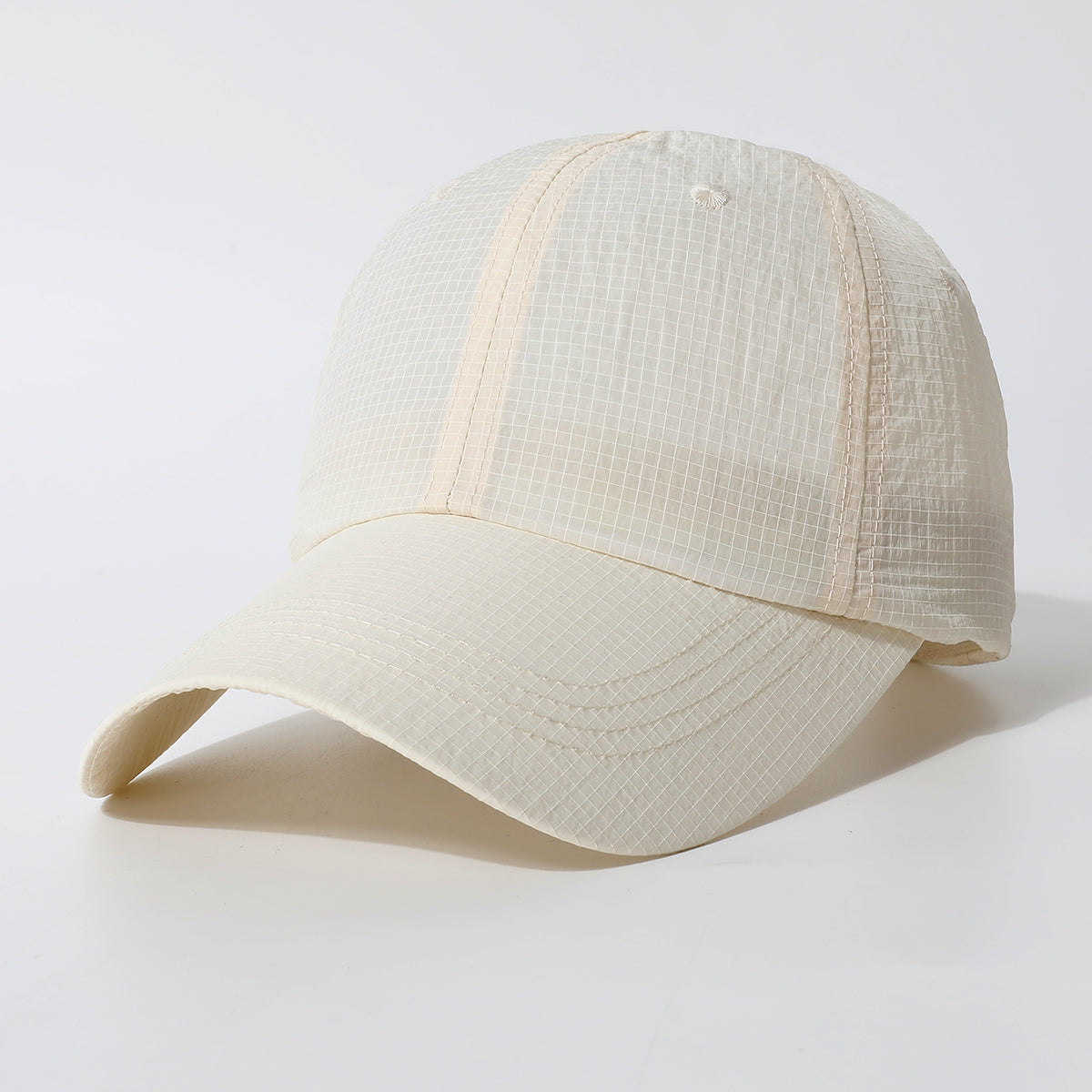 Solid-color Light Board Grid Quick-dry Lightweight Wide-brimmed Sun Protection Stylish Versatile Baseball Cap For Daily Casual Wear, Outdoor Activities, Sports, Running