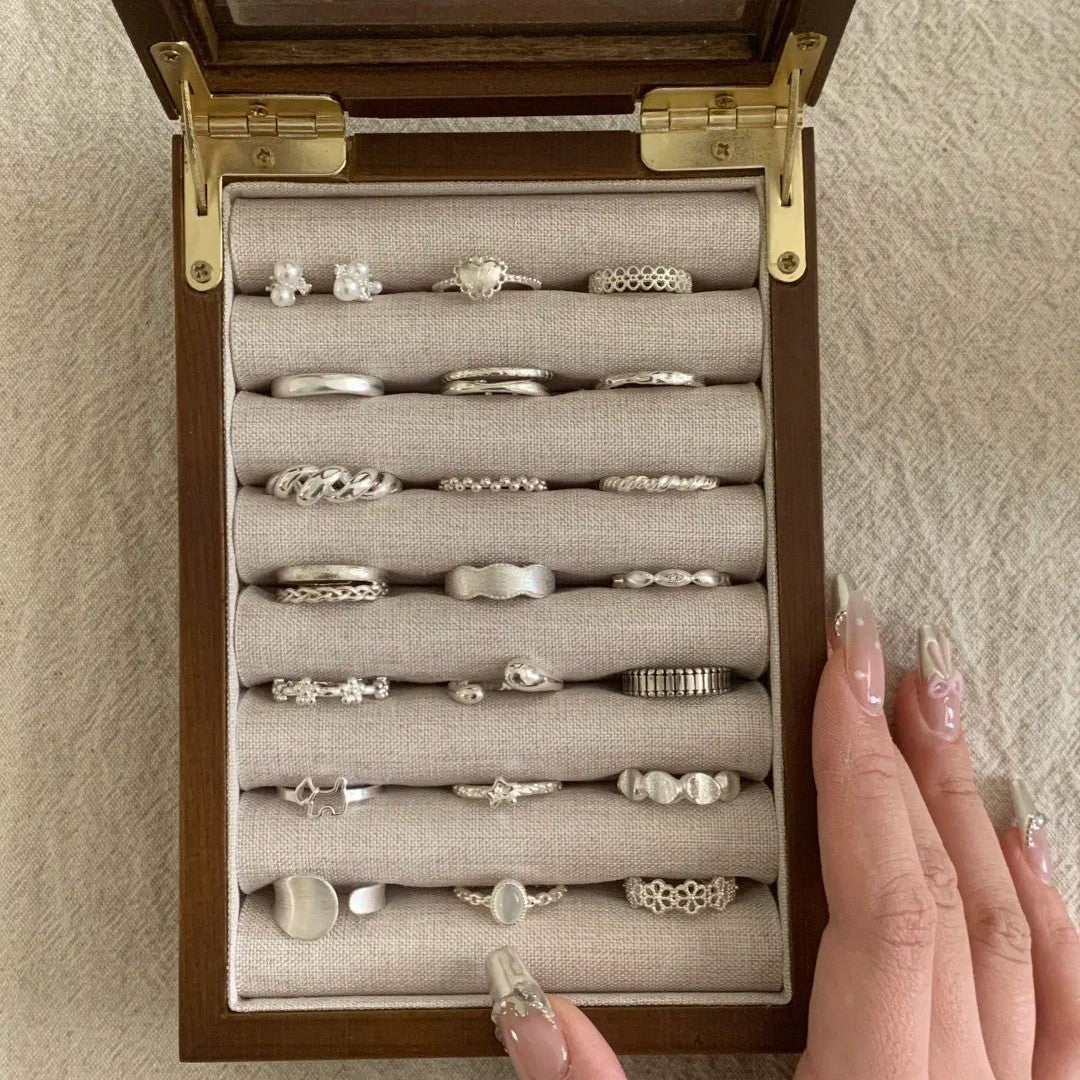 S925 Sterling Silver Geometric Open Ring for Women