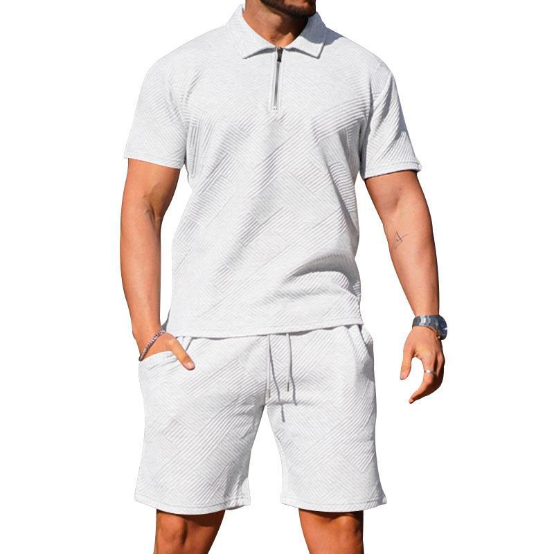 Men's Textured Polo Shirt and Shorts