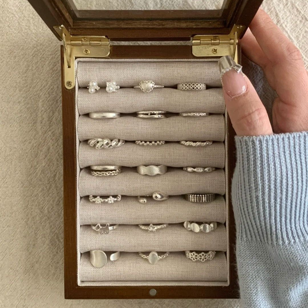 S925 Sterling Silver Geometric Open Ring for Women