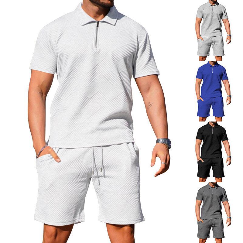 Men's Textured Polo Shirt and Shorts