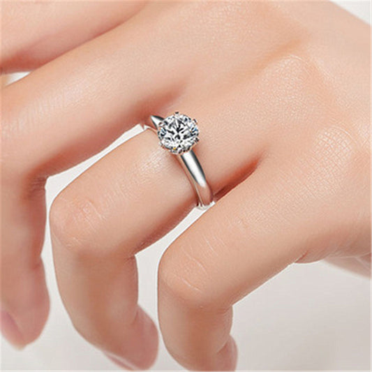 Classic Six-Prong Zircon Adjustable Ring