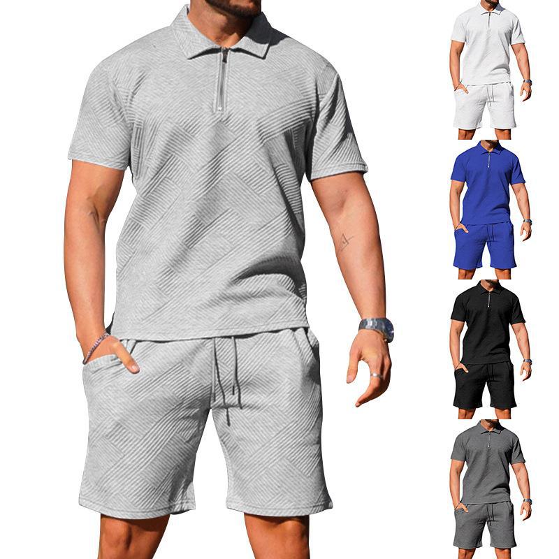 Men's Textured Polo Shirt and Shorts