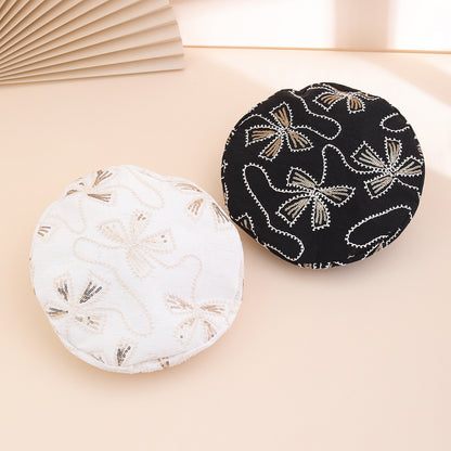 Spring And Summer Women's Bow-shaped Sequin Adjustable Elegant And Bohemian Trend Beanie Hat, Suitable For Daily Shopping, Gatherings And Outdoor Travel.