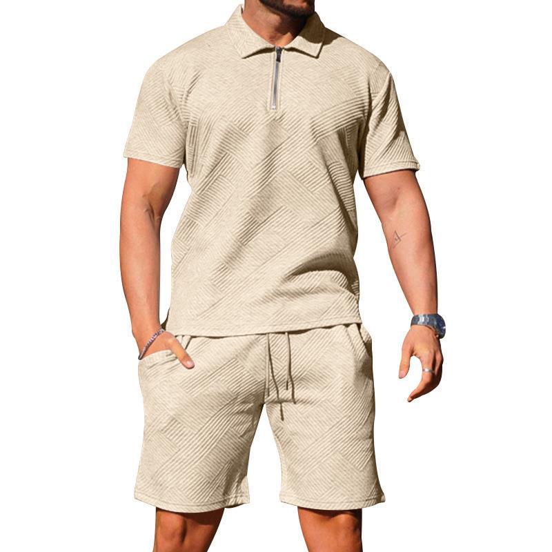 Men's Textured Polo Shirt and Shorts