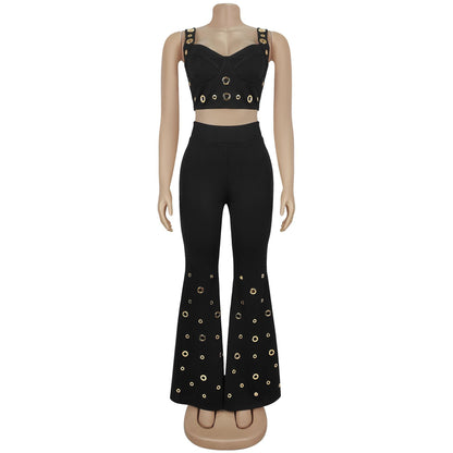 Womens Wide-leg Pants Two-piece Set
