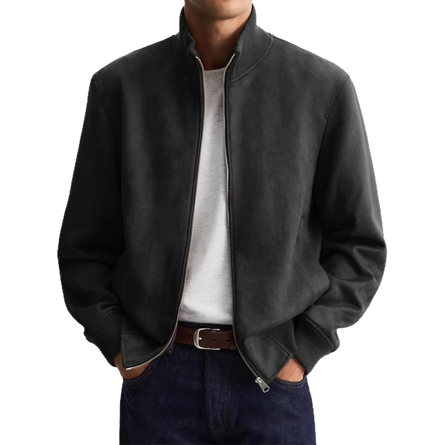 Sleek Solid-color High-end Edgy-cool Casual Long-sleeve Trendy Jacket