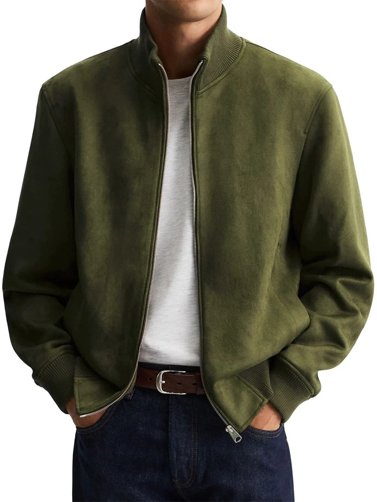 Sleek Solid-color High-end Edgy-cool Casual Long-sleeve Trendy Jacket