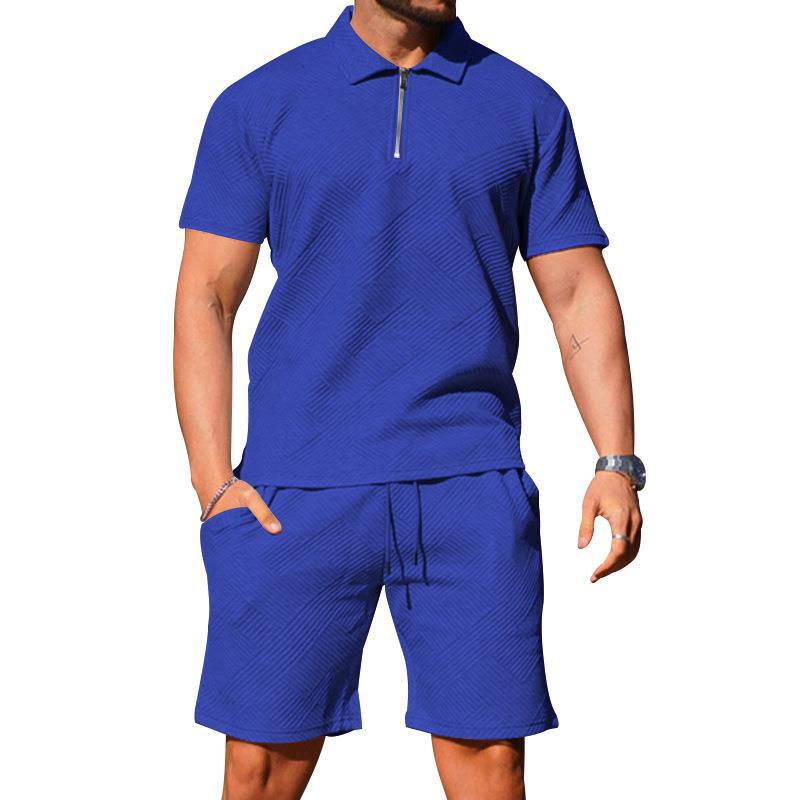 Men's Textured Polo Shirt and Shorts