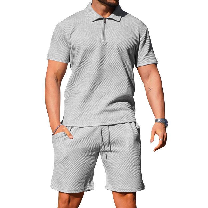 Men's Textured Polo Shirt and Shorts